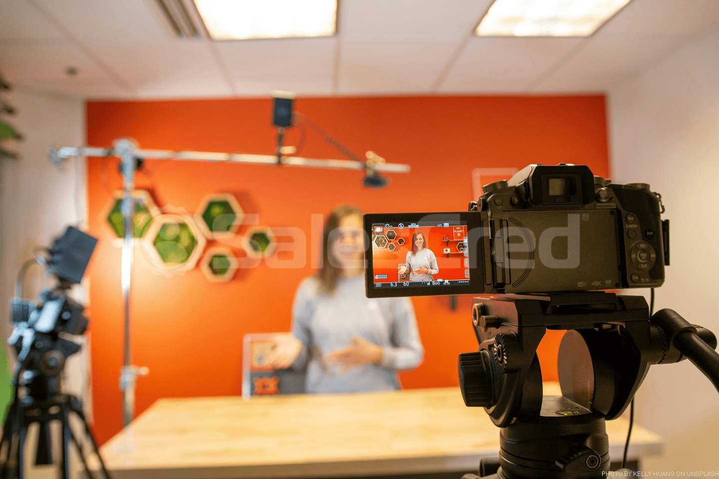 woman making a video